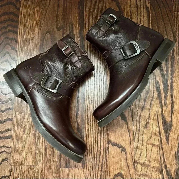 Frye Veronica 6” Shortie Brown Leather Ankle Boots Wm Size 6 Side Zip 3474509 - Picture 3 of 16